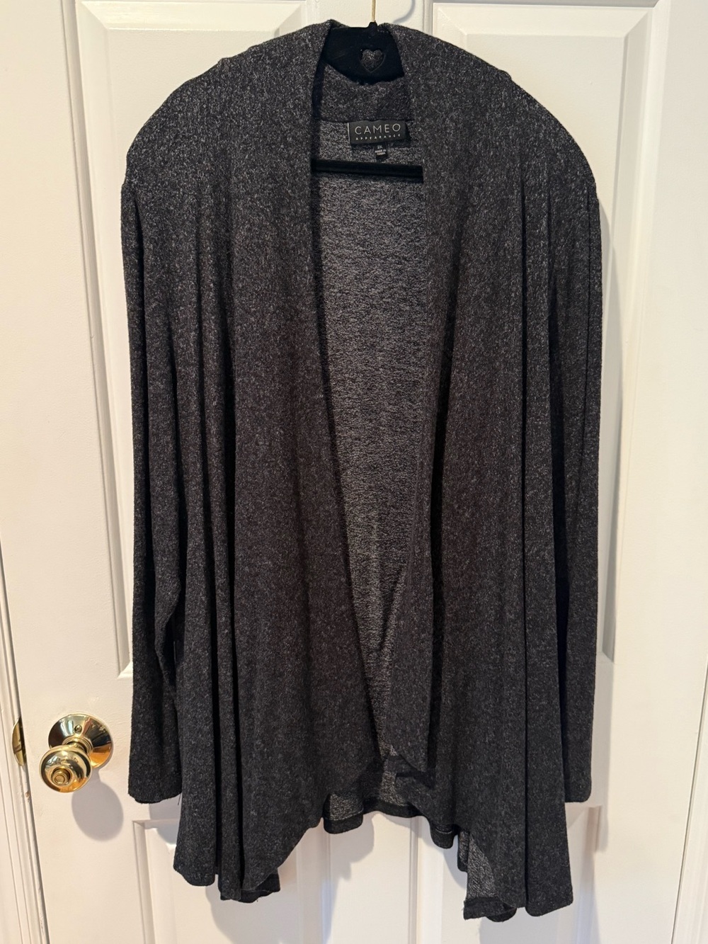 cameo Dark Gray Open Drape Cardigan